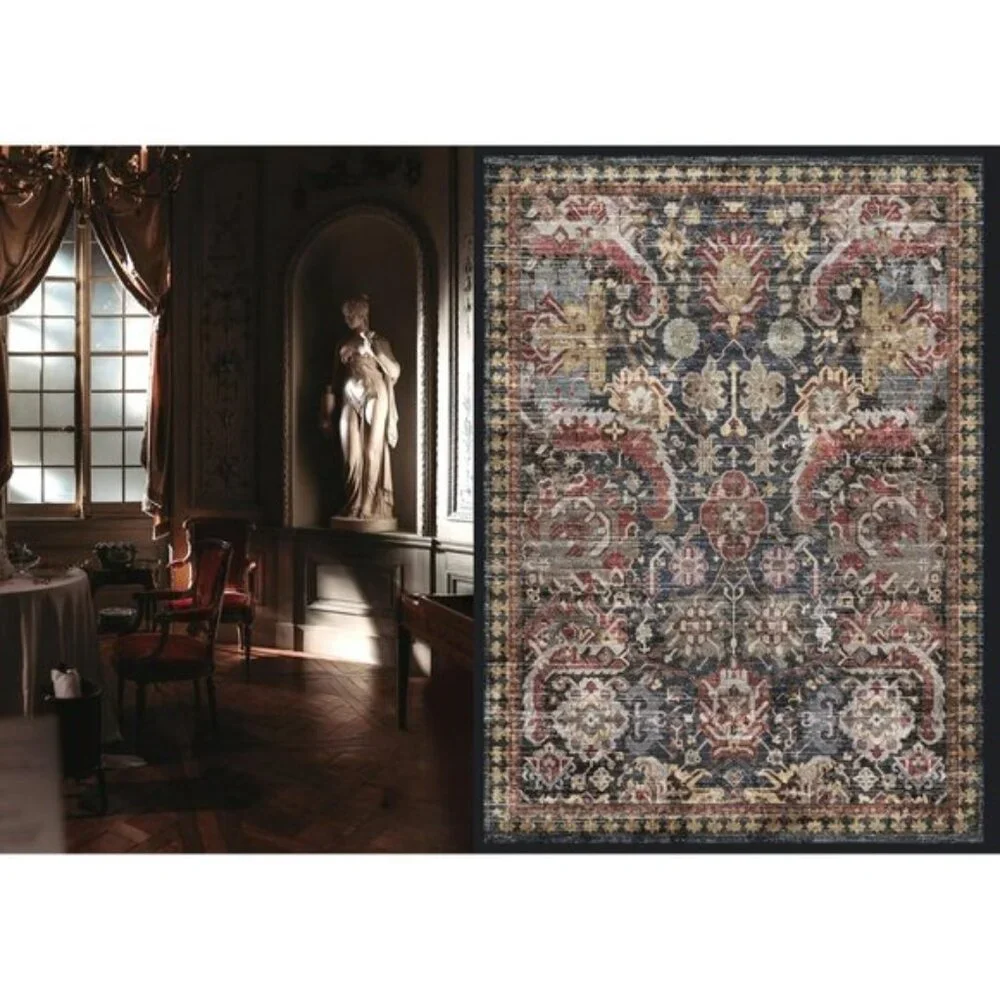 3' x 5' Washable Area Rug, Vintage Tribal, Non-Slip, Pet & Child Friendly, Rust